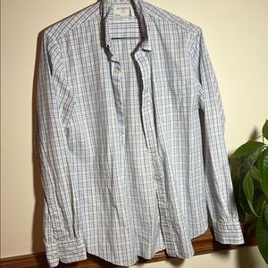 Blue and White Plaid Dress Shirt